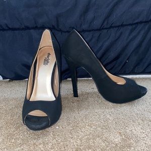 Charlotte Russe Black Suede Open Toe High Heel